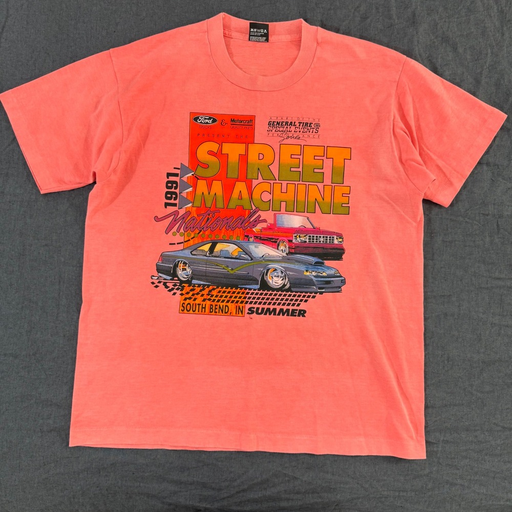 Screen Stars T Shirt XL Pink Vintage 1991 Street Machine Nationals Car Graphic